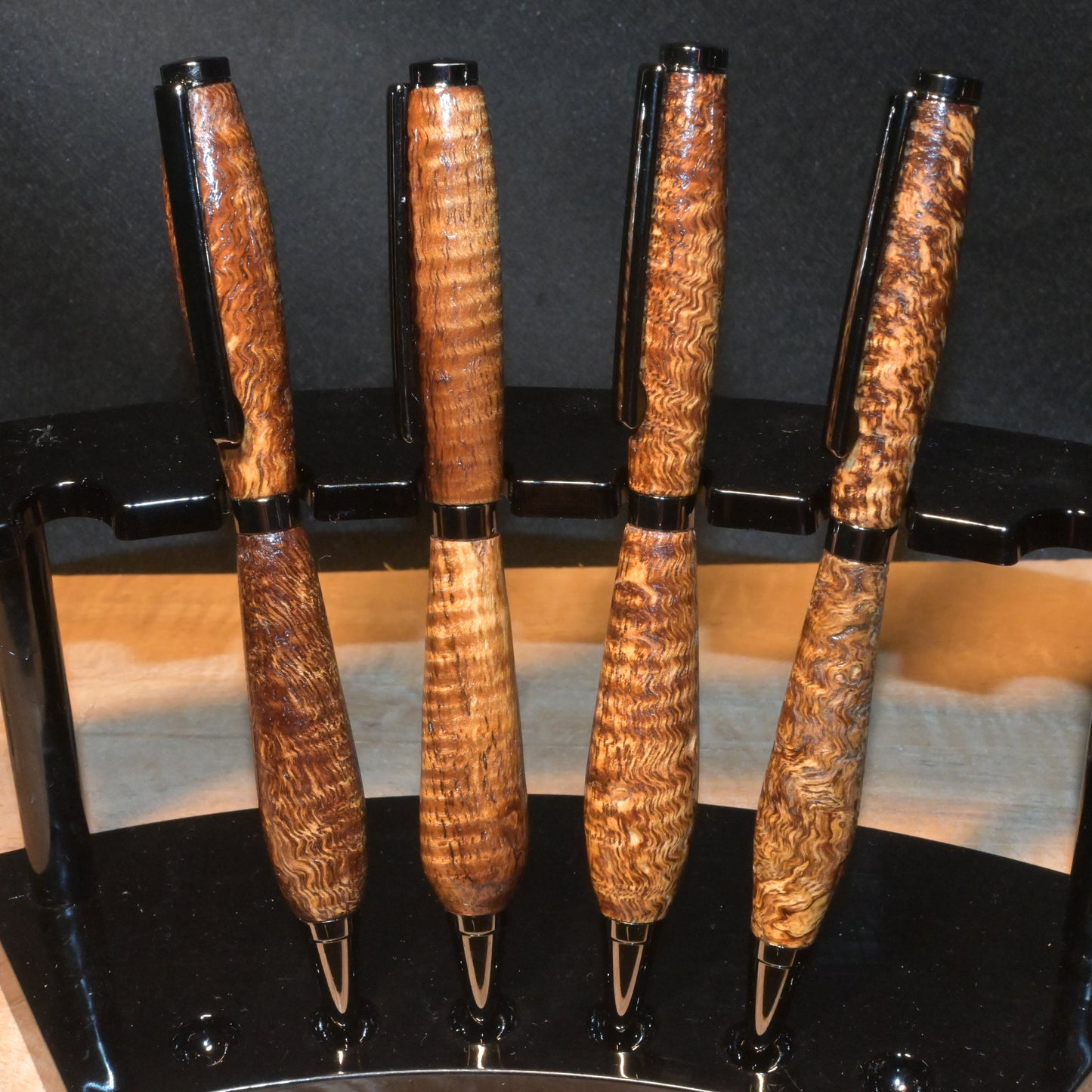 Hand-Turned Slimline Hawaiian Curly Koa Pen