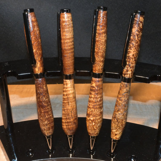 Hand-Turned Slimline Hawaiian Curly Koa Pen
