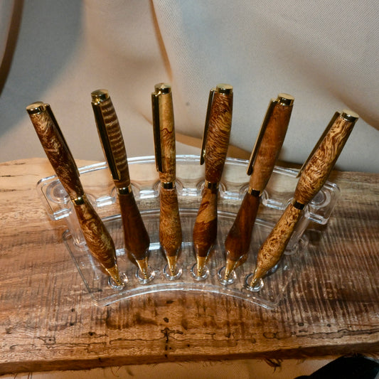 Hand-Turned Teardrop Hawaiian Curly Koa Pen