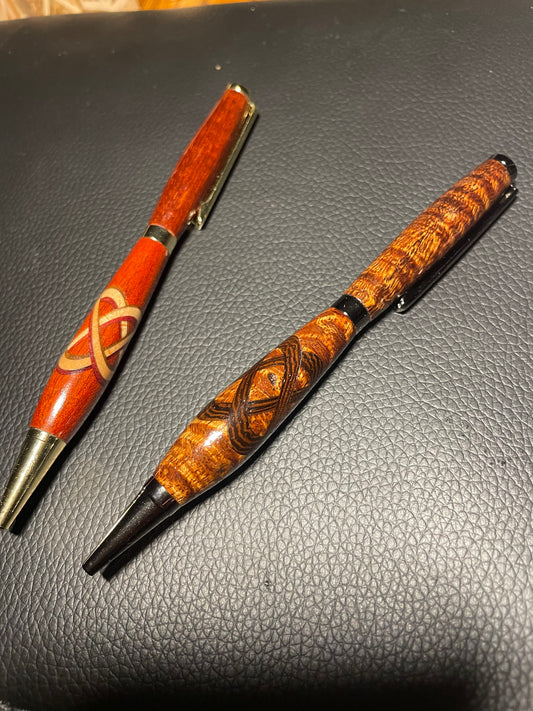 Hand-Turned Hawaiian Koa Pen with Inlay (Celtic Knot)
